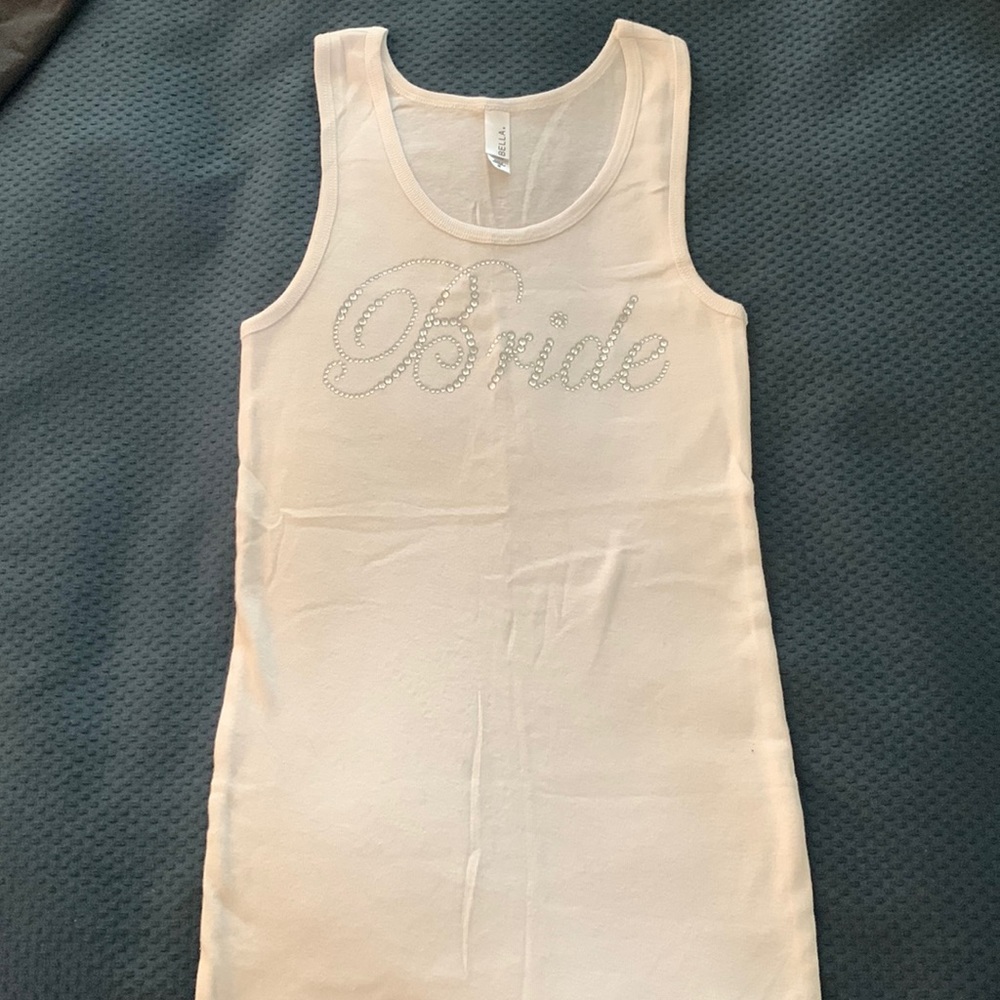 New White rhinestone Bride tank